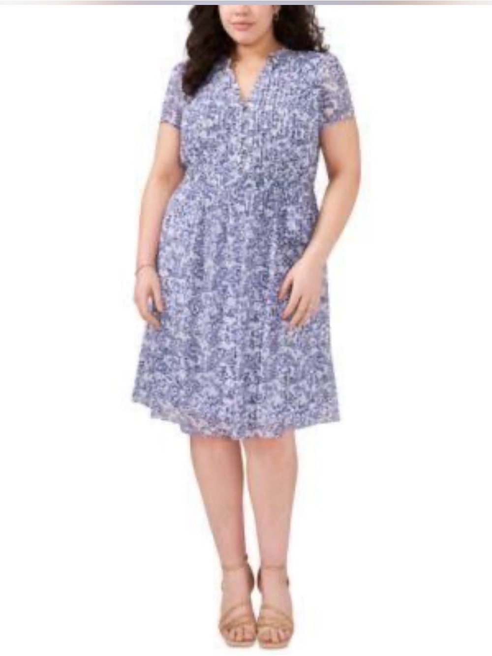 MSK Women Blue & White Floral Chiffon Dress – Size 22W